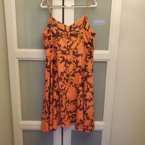 Loft bright coral and burgundy dress
